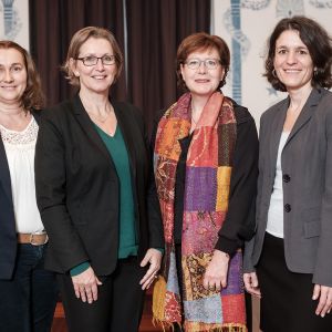 Das Team von wmp: Jeannette Hohls (Administration), Cornelia Rieke und Sabine Baldauf (Beraterinnen), Judith Beile (Projektleitung)