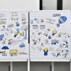 Janine Lancker und ihr fertiges "Visual Recording"